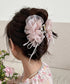 チュールバンスクリップリボンヘアクリップ バンスクリップ大きめ ビッグヘアクリップ ボリュームヘアアクセサリー 韓国風ヘアクリップ 大人可愛いヘアアクセ上品髪飾り 83SUIMIN-002