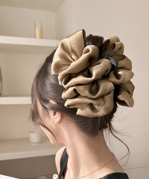 ビッグヘアクリップ 大きめサテンまとめ髪 韓国風 シュシュバンスクリップ レディース おしゃれ ヘアアレンジ ハーフアップ 夜会巻き髪飾り デートヘアアクセサリー 83SUIMIN-004