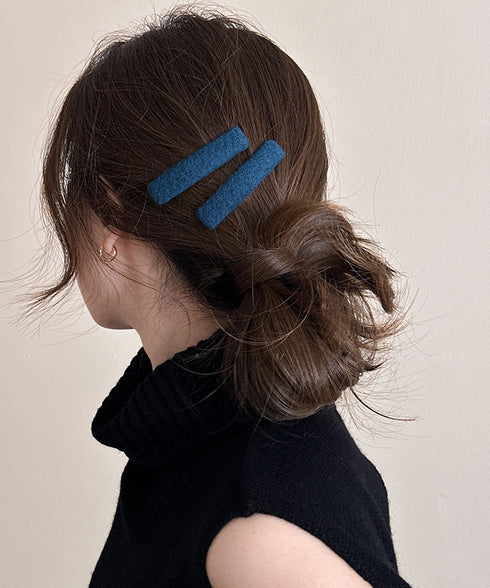 ウール調ヘアクリップ2点セットスリーピン フェルト風前髪クリップ跡がつかない 大人可愛いパッチンピンシンプル おしゃれヘアアクセサリーレトロ髪飾り起毛素材ヘアピン 83TTONG-001