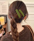 ウール調ヘアクリップ2点セットスリーピン フェルト風前髪クリップ跡がつかない 大人可愛いパッチンピンシンプル おしゃれヘアアクセサリーレトロ髪飾り起毛素材ヘアピン 83TTONG-001