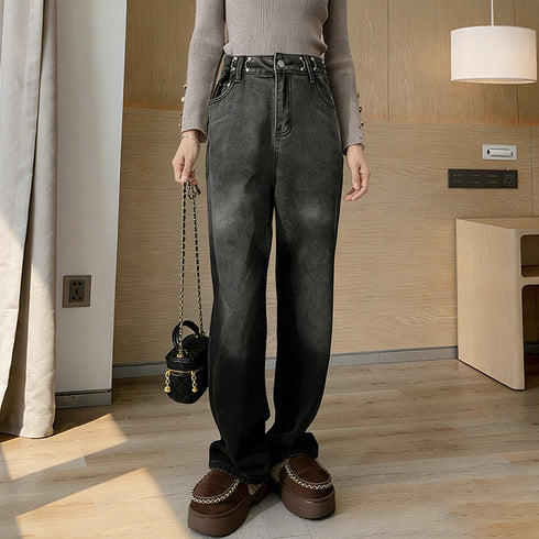 ハイウエスト デニム ワイドパンツ 韓国 レディース ゆったり ストレートパンツ ストリート 着やせ ジーパン10代 20代 30代 美脚 ロングパンツ 春秋夏冬 83YATONG-042