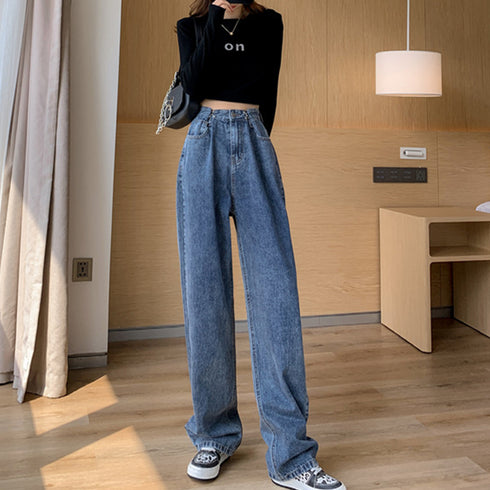 ハイウエスト デニム ワイドパンツ 韓国 レディース ゆったり ストレートパンツ ストリート 着やせ ジーパン10代 20代 30代 美脚 ロングパンツ 春秋夏冬 83YATONG-042