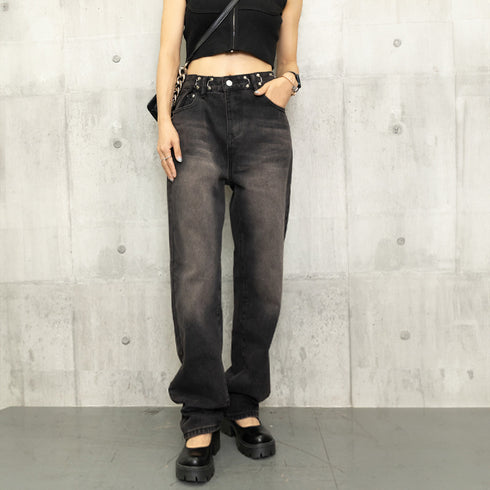 ハイウエスト デニム ワイドパンツ 韓国 レディース ゆったり ストレートパンツ ストリート 着やせ ジーパン10代 20代 30代 美脚 ロングパンツ 春秋夏冬 83YATONG-042