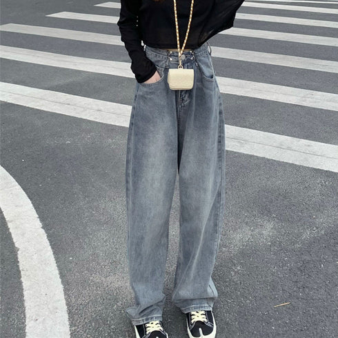 ハイウエスト デニム ワイドパンツ 韓国 レディース ゆったり ストレートパンツ ストリート 着やせ ジーパン10代 20代 30代 美脚 ロングパンツ 春秋夏冬 83YATONG-042
