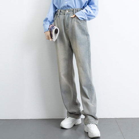 ハイウエスト デニム ワイドパンツ 韓国 レディース ゆったり ストレートパンツ ストリート 着やせ ジーパン10代 20代 30代 美脚 ロングパンツ 春秋夏冬 83YATONG-042