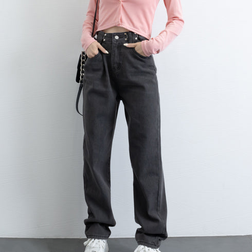 ハイウエスト デニム ワイドパンツ 韓国 レディース ゆったり ストレートパンツ ストリート 着やせ ジーパン10代 20代 30代 美脚 ロングパンツ 春秋夏冬 83YATONG-042