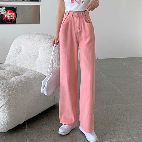 ハイウエスト デニム ワイドパンツ 韓国 レディース ゆったり ストレートパンツ ストリート 着やせ ジーパン10代 20代 30代 美脚 ロングパンツ 春秋夏冬 83YATONG-042