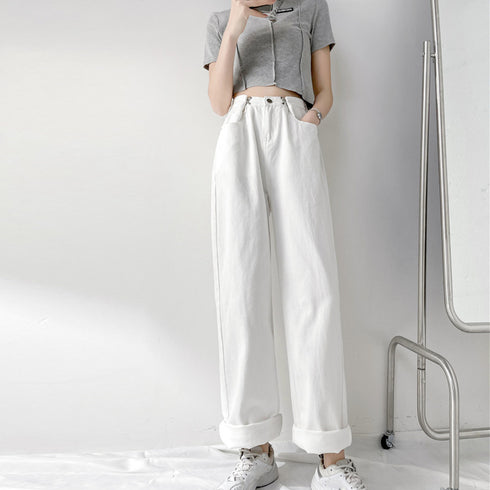 ハイウエスト デニム ワイドパンツ 韓国 レディース ゆったり ストレートパンツ ストリート 着やせ ジーパン10代 20代 30代 美脚 ロングパンツ 春秋夏冬 83YATONG-042