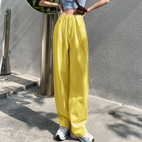 ハイウエスト デニム ワイドパンツ 韓国 レディース ゆったり ストレートパンツ ストリート 着やせ ジーパン10代 20代 30代 美脚 ロングパンツ 春秋夏冬 83YATONG-042