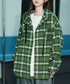 チェック柄フーデッドシャツレディース秋冬 微起毛BIGフードシャツ オーバーサイズシャツジャケット ミディアム丈レトロチェックシャツ ゆったりこなれ感秋服アウター 83YIGULI-001