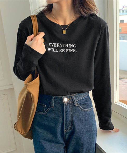 ロゴプリント長袖TシャツレディースロンT シンプル 英字ロゴ オーバーサイズtシャツ ゆったり体型カバーロンT 韓国風 大人カジュアルトップス 着回しベーシックt 83YIKELI-005