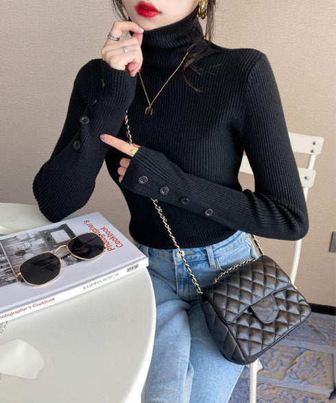 ハイネックニットトップス 長袖ニットソー タートルネック ニットセーター レディース タイトニット秋冬 大人可愛い 着回しニットインナー ベーシックニットきれいめ 83YYH-001