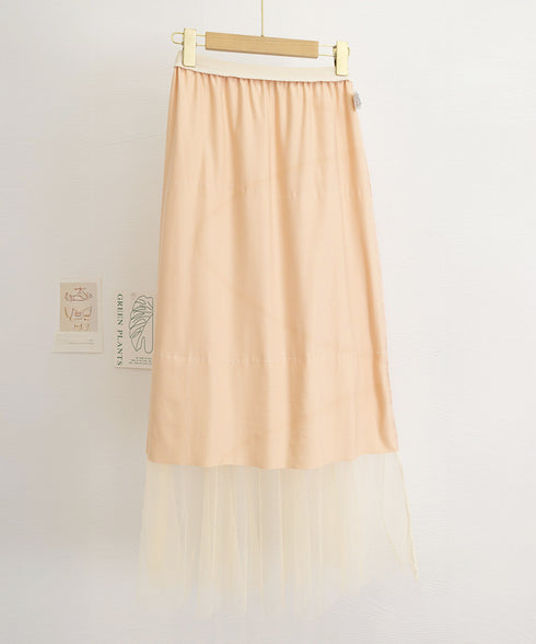 チュールティアードスカート ハイウエスト ロングスカート レディース ウエストゴムフレアスカート 大人可愛いミモレ丈スカートきれいめボリュームスカート春夏 韓国風 83AIMEIJU-002