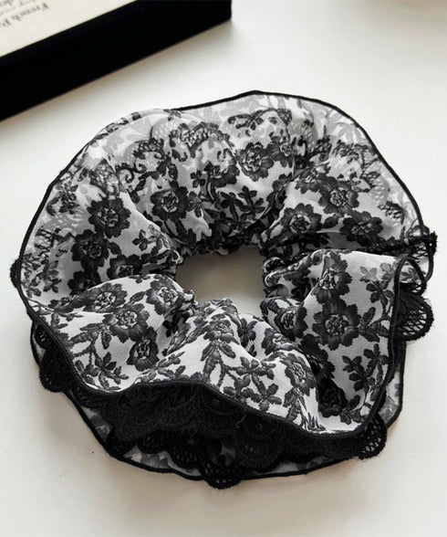 ボリュームレースシュシュ 大きめヘアゴム 大人可愛い ふんわりシニヨンシュシュ ハーフアップまとめ髪 おしゃれボニーテール簡単ヘアアレンジ 韓国風お団子ヘアグッズ 83AIYOU-002