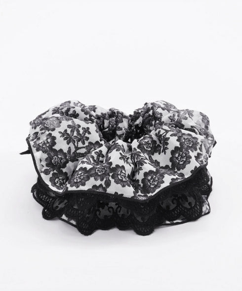 ボリュームレースシュシュ 大きめヘアゴム 大人可愛い ふんわりシニヨンシュシュ ハーフアップまとめ髪 おしゃれボニーテール簡単ヘアアレンジ 韓国風お団子ヘアグッズ 83AIYOU-002