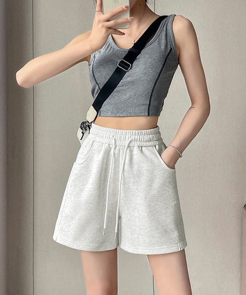 スウェットショートパンツ レディース夏服 ハイウエスト スポーツショーパン カジュアル スポーティー短パン 美脚脚長 楽ちん ルームウェア イージーパンツ韓国風 83CHENXN-003