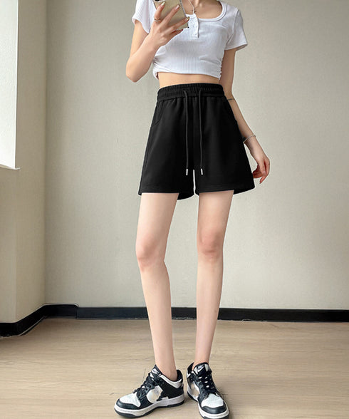 スウェットショートパンツ レディース夏服 ハイウエスト スポーツショーパン カジュアル スポーティー短パン 美脚脚長 楽ちん ルームウェア イージーパンツ韓国風 83CHENXN-003