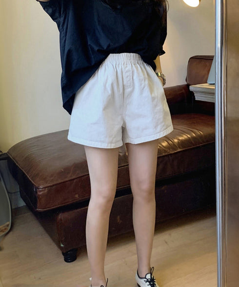 ショートパンツ レディース美脚ショーパン ポケット付き 着やせ 短パン ハイウエスト 夏ボトムス ベーシックショーパン ウエストゴム カジュアルパンツ無地 涼しげ 83CHENXN-004