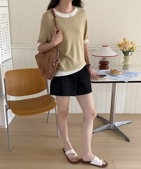 ショートパンツ レディース美脚ショーパン ポケット付き 着やせ 短パン ハイウエスト 夏ボトムス ベーシックショーパン ウエストゴム カジュアルパンツ無地 涼しげ 83CHENXN-004