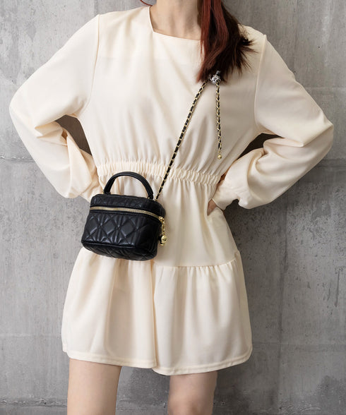 ティアードミニワンピース ウエストマーク きれいめショートワンピース着やせ 膝上ワンピース春秋レディース低身長 ハイウエスト 細見え aラインフレアワンピ レトロ 83CHENXN-005