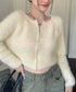 ダブルジップ シャギーニット ショート丈 レディースふわふわニットトップス 韓国風 柔らかミンクタッチ ニットカーディガン 春秋冬 大人可愛いニットセーターお洒落 83CHENXN-007