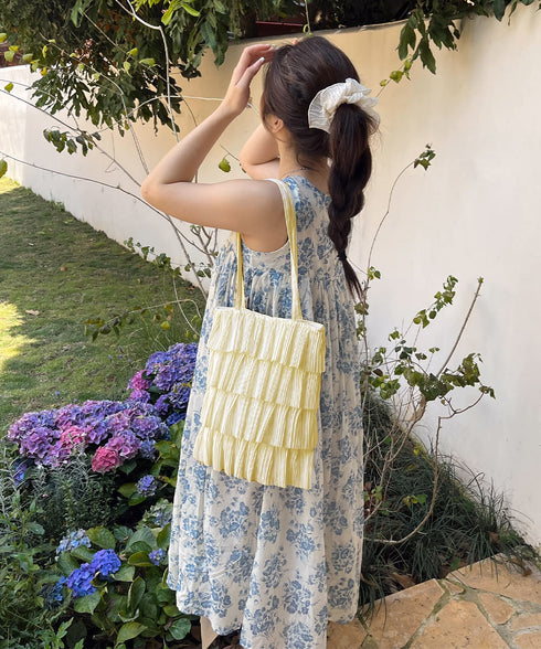 フリルトートバッグ レディース 肩掛け鞄 大人可愛いプリーツトート カジュアルきれいめ 肩掛けバッグ 大容量 韓国風バッグ おしゃれ 女性 ティアードバッグ 軽量 83CUHAN-001