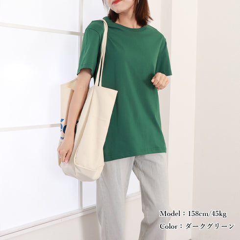 tシャツ レディース 半袖 無地ロングT クルーネック tシャツ ゆったり 体型カバー ベーシックTシャツ 白 シンプルカットソー着回しプルオーバー 夏服 12色 83DAKUN-001