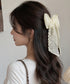 レースリボンバレッタ刺しゅうヘアクリップ 大人可愛いシアー髪飾り ロングクリップ 簡単ヘアアレンジ 韓国風大きめバレッタ エレガントフレンチガーリーヘアピンお洒落 83DIANQIAO-001