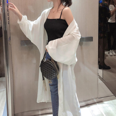 ロングカーディガンレディース シースルー シアーカーディガン夏 ドルマン袖 ロングカーデ 無地 羽織り オフィスカジュアル 長袖 体型カバー トッパーカーデ 薄手 83DIFA-001