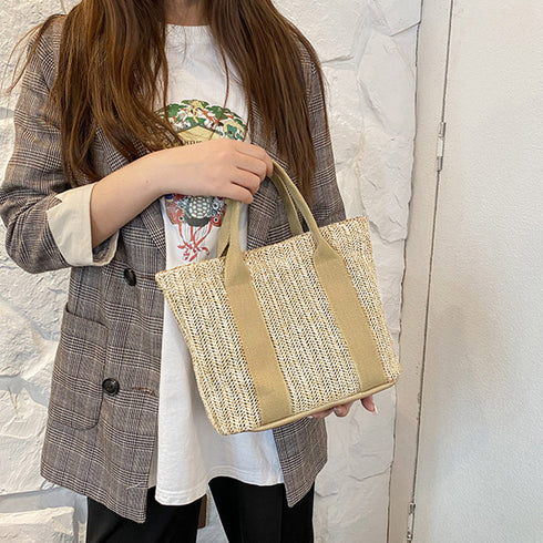 かごバッグ レディース大容量草編みバッグ 花火大会 浴衣 ストローバッグ ナチュラル 麦わらバッグ ペーパー 手提げバッグ 大人かわいい ビーチバック カジュアル 83ENDAO-001