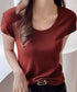 UネックTシャツ レディース 半袖 夏服 ベーシック リブtシャツ サマーカットソー 無地 着回し夏t 大人カジュアル 快適プルオーバー 涼しげトップス柔らかな 83FENGSE-002