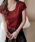 UネックTシャツ レディース 半袖 夏服 ベーシック リブtシャツ サマーカットソー 無地 着回し夏t 大人カジュアル 快適プルオーバー 涼しげトップス柔らかな 83FENGSE-002