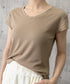 UネックTシャツ レディース 半袖 夏服 ベーシック リブtシャツ サマーカットソー 無地 着回し夏t 大人カジュアル 快適プルオーバー 涼しげトップス柔らかな 83FENGSE-002