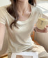 UネックTシャツ レディース 半袖 夏服 ベーシック リブtシャツ サマーカットソー 無地 着回し夏t 大人カジュアル 快適プルオーバー 涼しげトップス柔らかな 83FENGSE-002