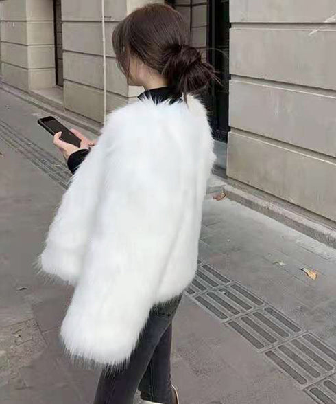 エコファーコート ファージャケット 冬服 レディース もこもこ フェイクファーアウター 高見え 暖かい 中綿入りコート ショート丈羽織り ふわふわ 秋冬韓国 上品 83FYMEI-001