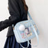 痛バッグ ショルダースクールバッグ高校生 可愛い 2WAY スクールBAG 肩掛け PUレザー 斜め掛けかばん クリア 学生カバン トートバッグ通学バッグA4韓国 83HANC-001