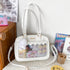 痛バッグ ショルダースクールバッグ高校生 可愛い 2WAY スクールBAG 肩掛け PUレザー 斜め掛けかばん クリア 学生カバン トートバッグ通学バッグA4韓国 83HANC-001