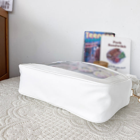 痛バッグ ショルダースクールバッグ高校生 可愛い 2WAY スクールBAG 肩掛け PUレザー 斜め掛けかばん クリア 学生カバン トートバッグ通学バッグA4韓国 83HANC-001