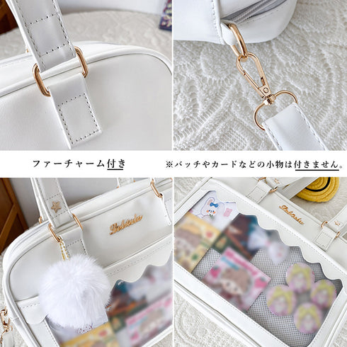 痛バッグ ショルダースクールバッグ高校生 可愛い 2WAY スクールBAG 肩掛け PUレザー 斜め掛けかばん クリア 学生カバン トートバッグ通学バッグA4韓国 83HANC-001