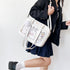 痛バッグ ショルダースクールバッグ高校生 可愛い 2WAY スクールBAG 肩掛け PUレザー 斜め掛けかばん クリア 学生カバン トートバッグ通学バッグA4韓国 83HANC-001