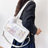 痛バッグ ショルダースクールバッグ高校生 可愛い 2WAY スクールBAG 肩掛け PUレザー 斜め掛けかばん クリア 学生カバン トートバッグ通学バッグA4韓国 83HANC-001