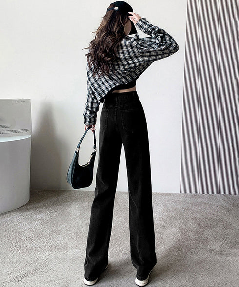 裏起毛デニムパンツ 暖かいジーンズ 厚手 ハイウエストストレートパンツ レディース裏ボアロングパンツ カジュアル 美脚脚長レトロデニム 着やせ あったかパンツ秋冬 83HSHUNI-001