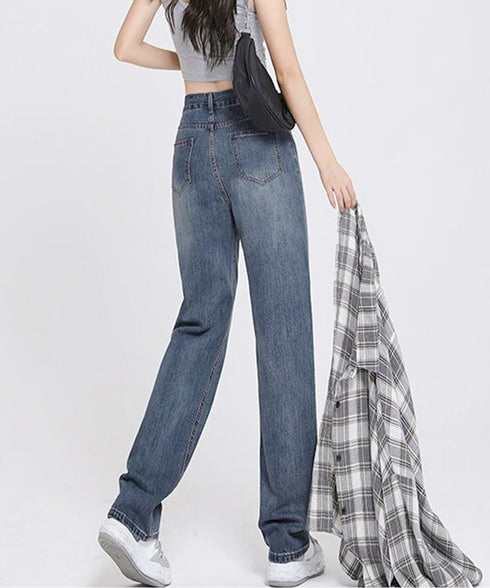 裏起毛デニムパンツ 暖かいジーンズ 厚手 ハイウエストストレートパンツ レディース裏ボアロングパンツ カジュアル 美脚脚長レトロデニム 着やせ あったかパンツ秋冬 83HSHUNI-001