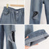デニムパンツ ダメージ ジーンズ 春夏秋 デニムワイドパンツ ハイウエストストレートパンツ おしゃれ レディース ロングパンツ着やせ 10代20代30代 ボトムス 83HXXIN-001
