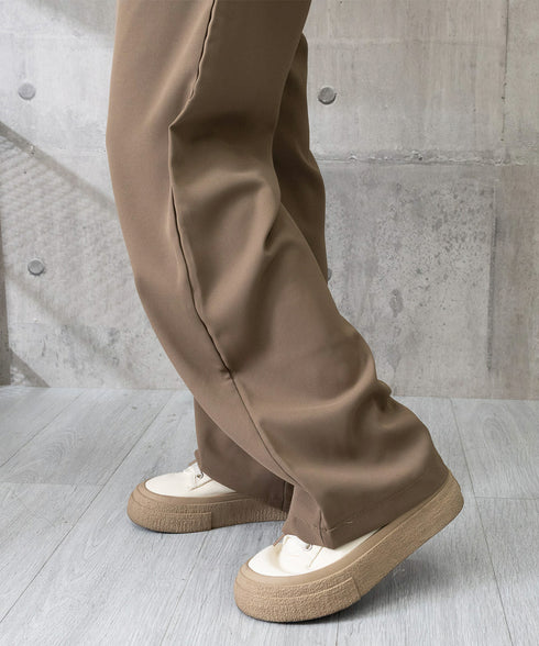 ワイドパンツ ツータックスラックスパンツ レディース ダブルボタンストレートパンツ オフィスカジュアル 着やせロングパンツ ハイウエストイージーパンツ バックゴム 83JIAYANG-001