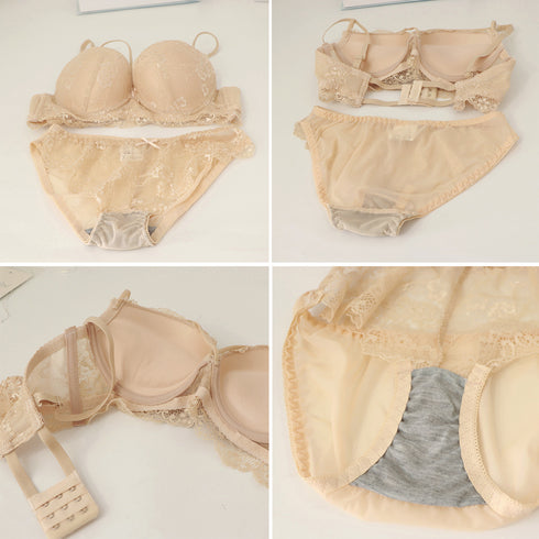 セクシーランジェリー ブラショーツセット 大人可愛い レース フロントクロスブラジャー 透けショーツ 下着セット 美胸 脇高ブラ小胸盛れる 谷間ブラ ワイヤーあり 83KAQI-002
