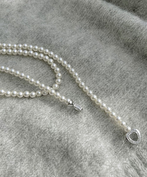 フェイクパールネックレスロングネックレス レディース 2way 二重 重ね付けパールネックレス プチプラ おしゃれジュエリー 女性用 アクセサリー きれいめ首飾り 83KAQILUO-001