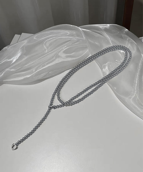 フェイクパールネックレスロングネックレス レディース 2way 二重 重ね付けパールネックレス プチプラ おしゃれジュエリー 女性用 アクセサリー きれいめ首飾り 83KAQILUO-001