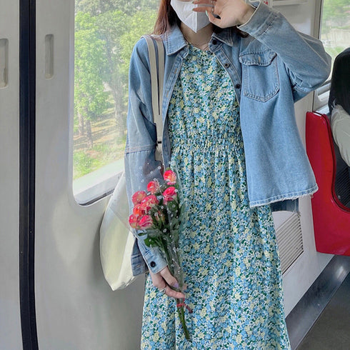 花柄 ロングワンピース レディース 春夏 大人可愛い リゾートワンピース クルーネック 総柄 パフスリーブ 半袖 サマーワンピ フラワー柄 体型カバー きれいめ 83KMIER-001