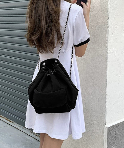 巾着リュック ナイロンチェーンバッグ軽量 斜めがけバッグ カジュアル ドローストリングバッグ 使いやすい リュックサック シンプルバックパック 肩掛けバッグ旅行鞄 83LLPJ-002